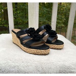 Soul Naturalizer Black Flower Espadrille Wedge Heel